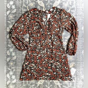 Topshop flippy mini tea dress in red/Orange ditsy floral print